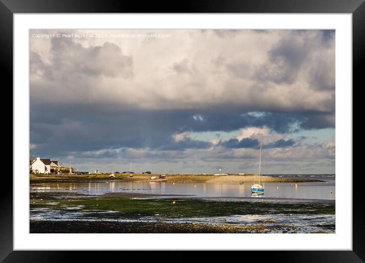 Moody Red Wharf Bay Anglesey Framed Mounted Print by Pearl Bucknall