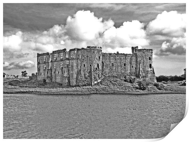 Carew Castle.Pembrokeshire.B+W. Print by paulette hurley
