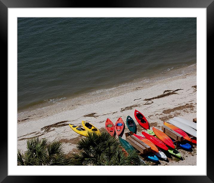 Kayak Colors Framed Mounted Print by Tom Spann
