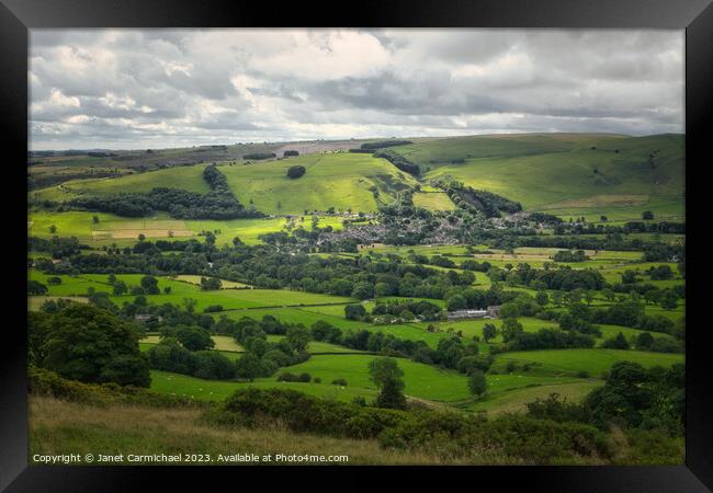 Castleton and the Hope Valley Vista - Peak Distric Framed Print by Janet Carmichael