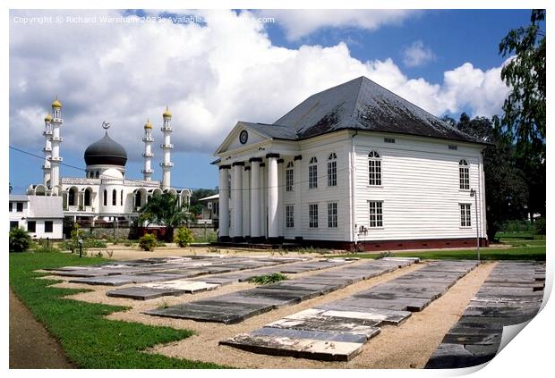 Mosque and Synagogue Paramaribo Print by Richard Wareham