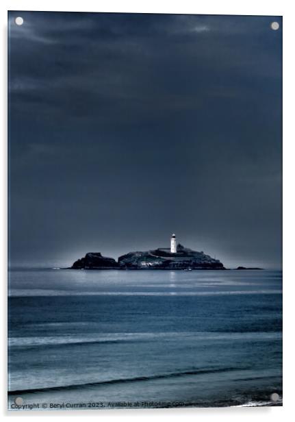 Moody Godrevy Lighthouse  Acrylic by Beryl Curran