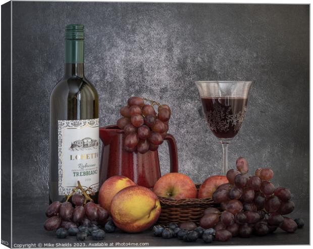 Vintage Fruit and Wine Ensemble Canvas Print by Mike Shields