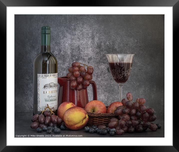 Vintage Fruit and Wine Ensemble Framed Mounted Print by Mike Shields