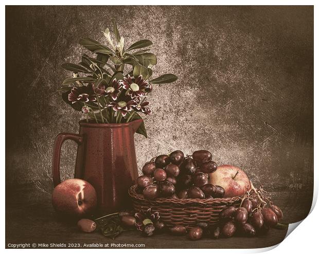 Vintage Still-Life of Overflowing Harvest Print by Mike Shields