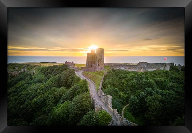 Scarborough Castle Sunrise Framed Print by Apollo Aerial Photography