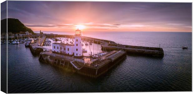 Scarborough Lighthouse  Canvas Print by Apollo Aerial Photography