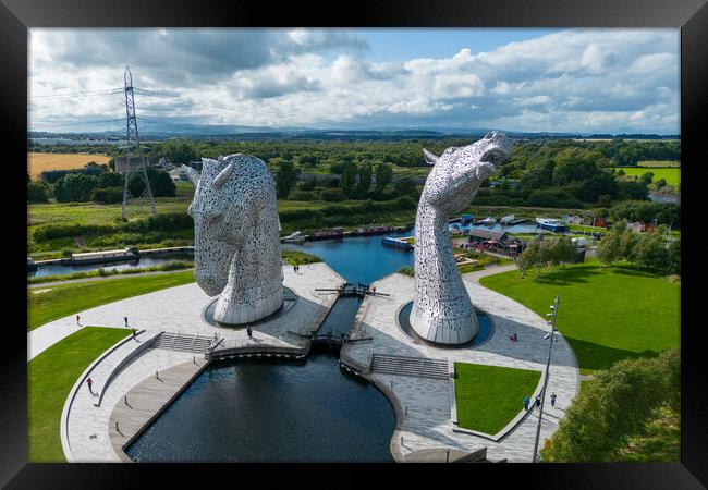 Kelpies Sculpture Falkirk Framed Print by Apollo Aerial Photography