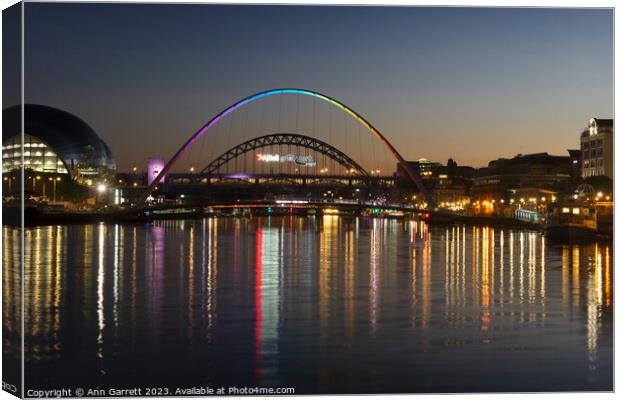 Gateshead Millennium Bridge, Newcastle Quayside Canvas Print by Ann Garrett