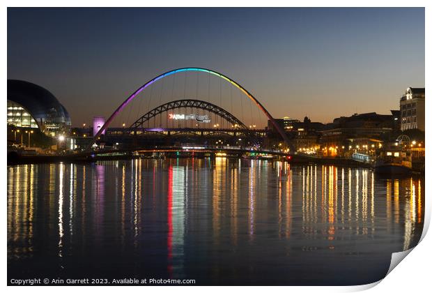 Gateshead Millennium Bridge, Newcastle Quayside Print by Ann Garrett