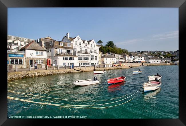 Boats moored at St Mawes Harbour Cornwall Framed Print by Rosie Spooner