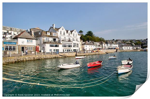 Boats moored at St Mawes Harbour Cornwall Print by Rosie Spooner