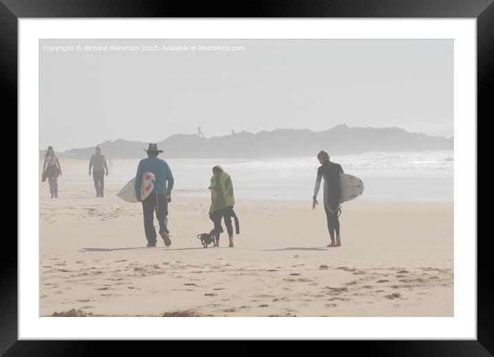 Surfers.  Framed Mounted Print by Richard Wareham