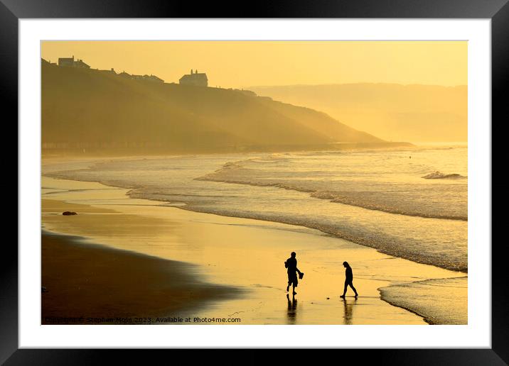 Sunset on Whiby Beach Framed Mounted Print by Stephen Moss