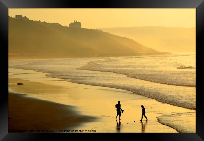 Sunset on Whiby Beach Framed Print by Stephen Moss