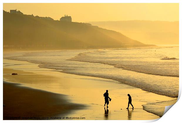 Sunset on Whiby Beach Print by Stephen Moss