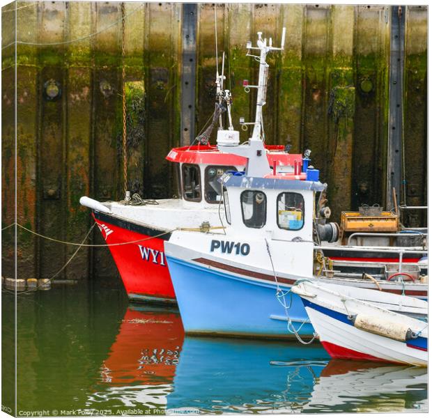 Fishing Boats in Whitby Harbour Canvas Print by Mark Poley