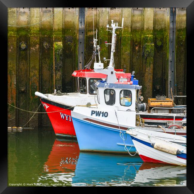 Fishing Boats in Whitby Harbour Framed Print by Mark Poley