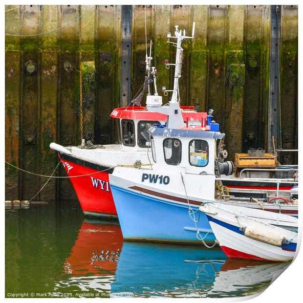 Fishing Boats in Whitby Harbour Print by Mark Poley