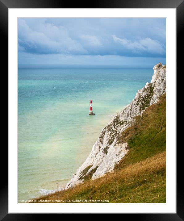 Dramatic skies above Beach Head Lighthouse Framed Mounted Print by Sebastien Greber