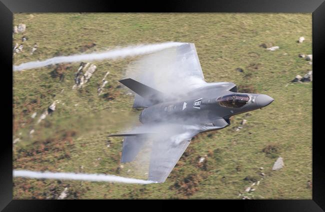 USAF F35 A  flying out of low level Framed Print by Rory Trappe