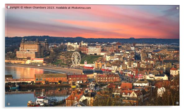 Scarborough At Dawn Panorama  Acrylic by Alison Chambers