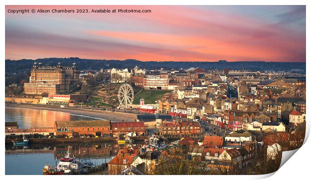 Scarborough At Dawn Panorama  Print by Alison Chambers
