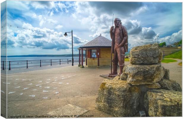 Filey High Tide and Short Wellies Canvas Print by Alison Chambers