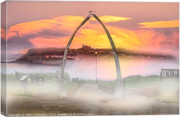 Whale Bone Arch Whitby Canvas Print by Alison Chambers