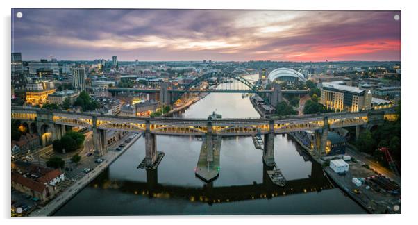 Tyne Bridges at Dawn Acrylic by Apollo Aerial Photography