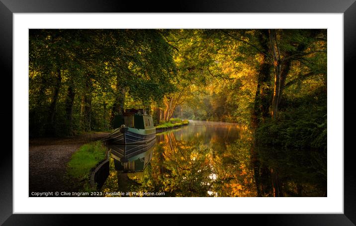 Serene Dawn over Autumnal Canal Framed Mounted Print by Clive Ingram