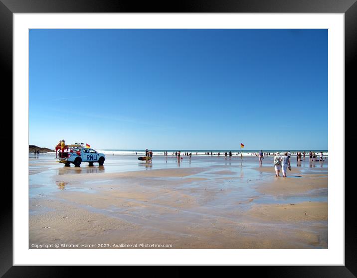 RNLI on Summerleaze Beach Framed Mounted Print by Stephen Hamer