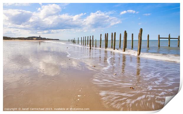 Turning Tides at Happisburgh Beach Print by Janet Carmichael