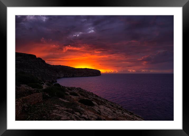 Sunrise By The Sea In Malta Framed Mounted Print by Artur Bogacki