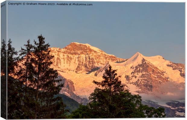 Jungfrau and Silberhorn sunset Canvas Print by Graham Moore