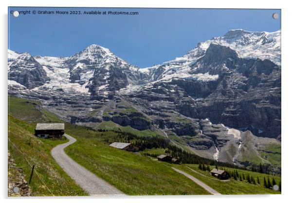 Monch Jungfrau and Jungfraujoch Acrylic by Graham Moore