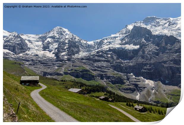 Monch Jungfrau and Jungfraujoch Print by Graham Moore