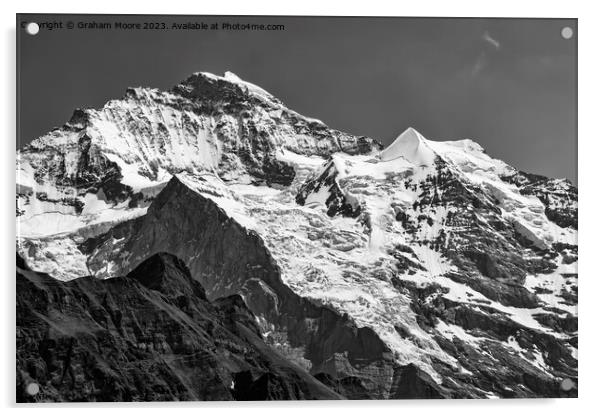 Jungfrau and Silberhorn monochrome Acrylic by Graham Moore