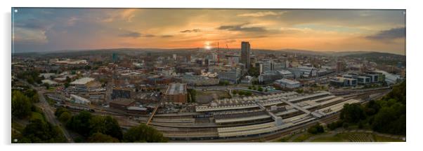 Sheffield Sunset Panorama Acrylic by Apollo Aerial Photography