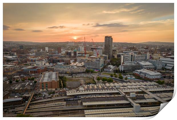 Sheffield City Sunset Print by Apollo Aerial Photography