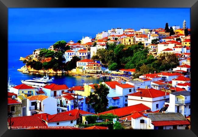 Serene Skiathos: An Idyllic Greek Getaway Framed Print by john hill