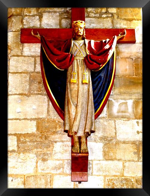 Poignant Wood-Carved Christ, Spalding Church Framed Print by john hill