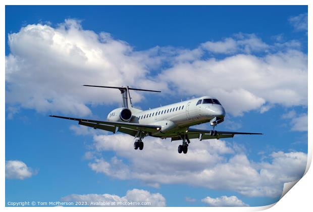  Embraer Landing at RAF Lossiemouth Print by Tom McPherson