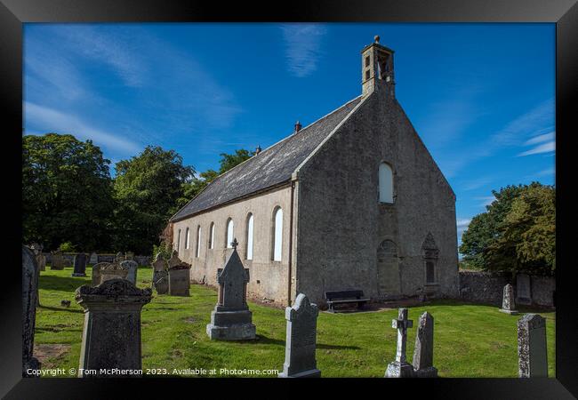 'Historical Alves Parish Church: A Tranquil Retrea Framed Print by Tom McPherson