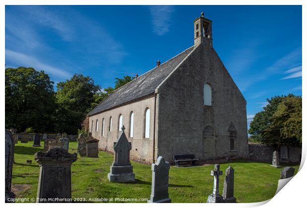 'Historical Alves Parish Church: A Tranquil Retrea Print by Tom McPherson