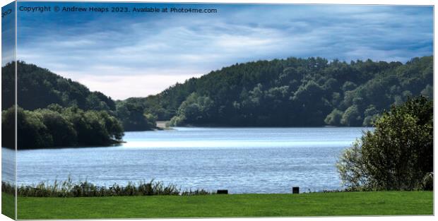 Tittesworth reservoir from the river Churnet.     Canvas Print by Andrew Heaps