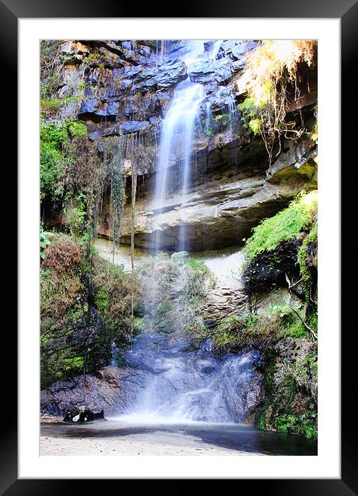 Secluded Tranquil Waterfall Framed Mounted Print by Clare FitzGerald