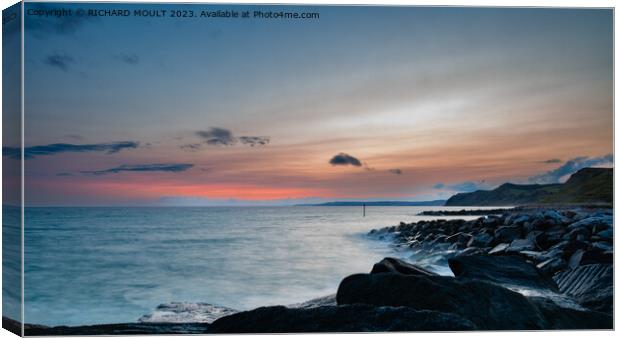 West Bay Dorset Just after Sunset Canvas Print by RICHARD MOULT