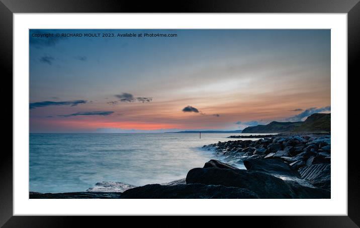 West Bay Dorset Just after Sunset Framed Mounted Print by RICHARD MOULT