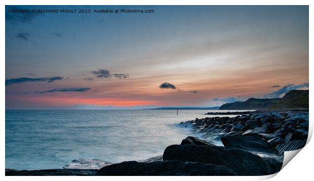 West Bay Dorset Just after Sunset Print by RICHARD MOULT